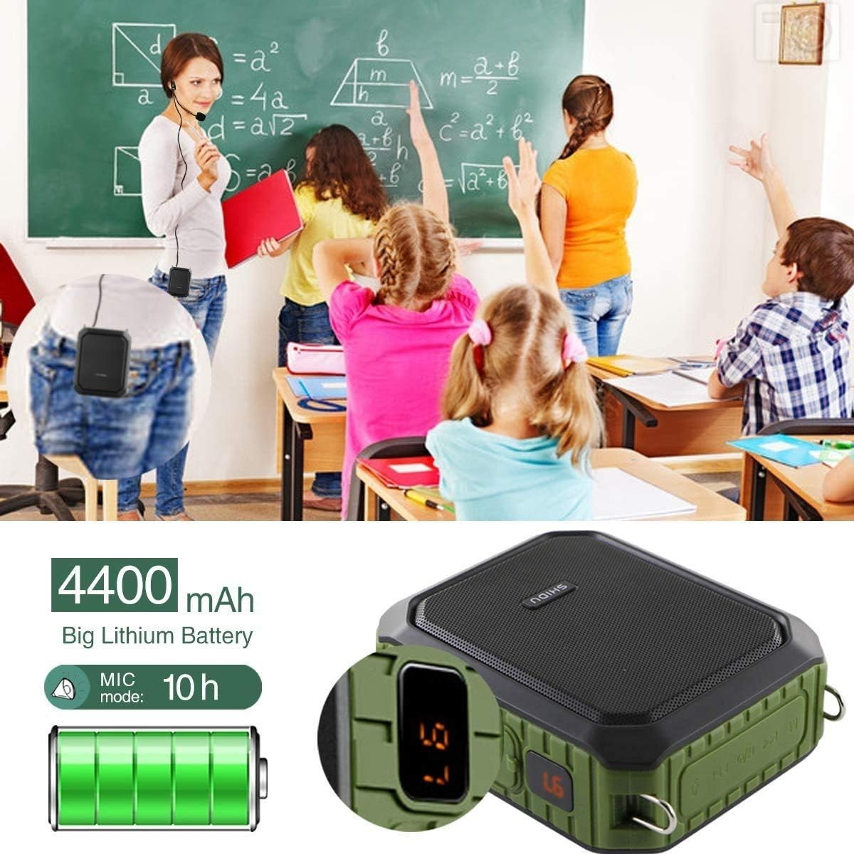 18W Voice Amplifier Wired Mic Bluetooth 12H Waterproof