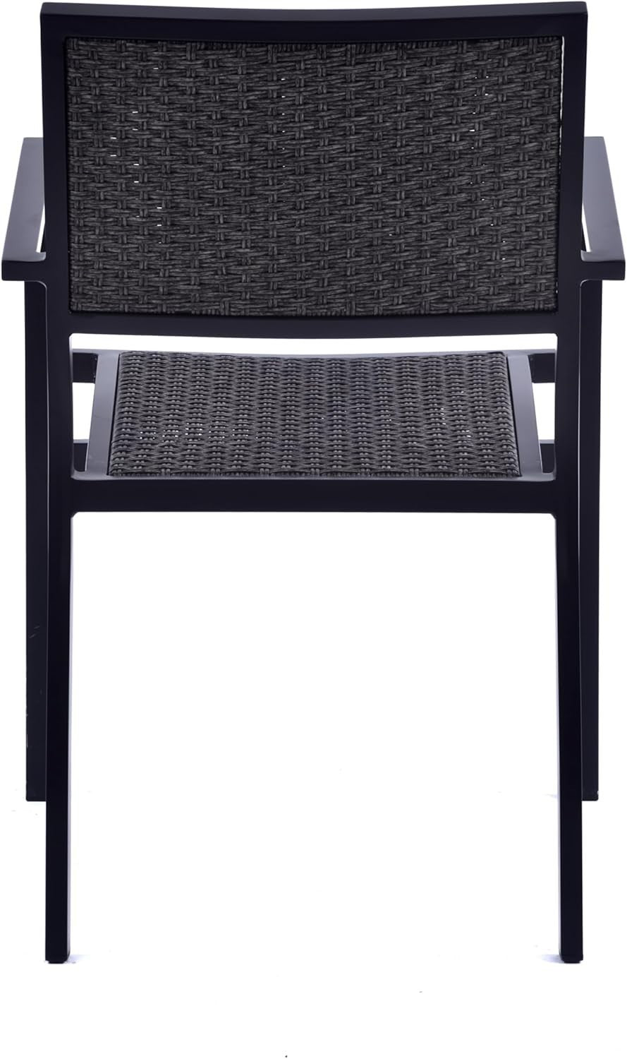 Grey Rattan Armchair Outdoor Dining Chair Stackable Patio Garden Seating