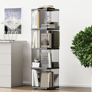 360° Rotating Plastic Bookshelf, 4-Tier Floor Standing Corner Bookcase