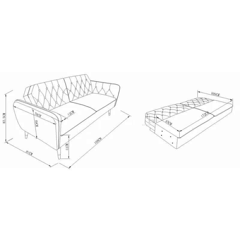 3 Seater Velvet Sofa Bed Grey Click Clack Recliner Guest Bed Couch