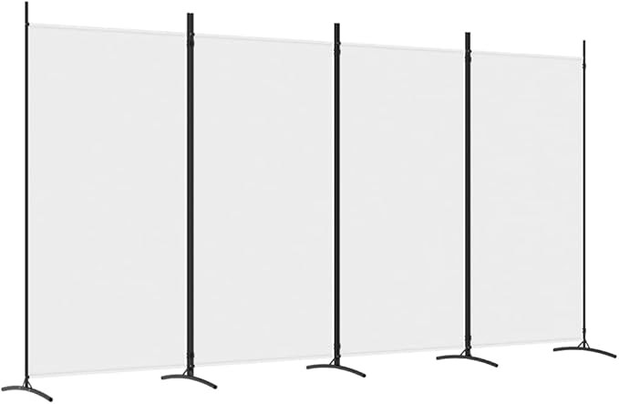 4 Panel Folding Room Divider White Privacy Screen 346x180cm Fabric Partition
