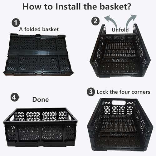 4 Pack 20L Foldable Storage Crates Heavy Duty Stackable Boxes