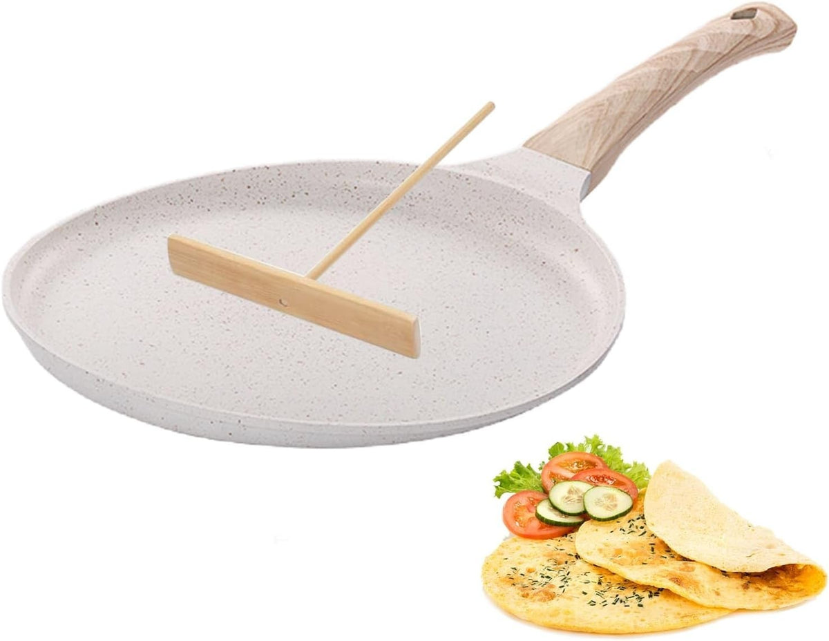 24cm White Non-Stick Crepe & Pancake Pan – Induction, Gas & Electric Hob