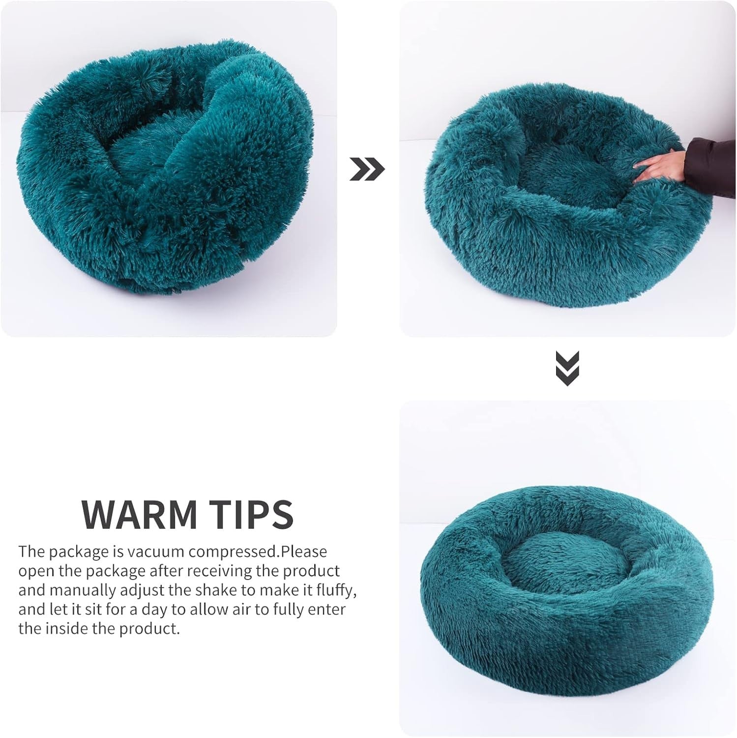 80cm Calming Donut Dog Bed Plush Washable Non Slip
