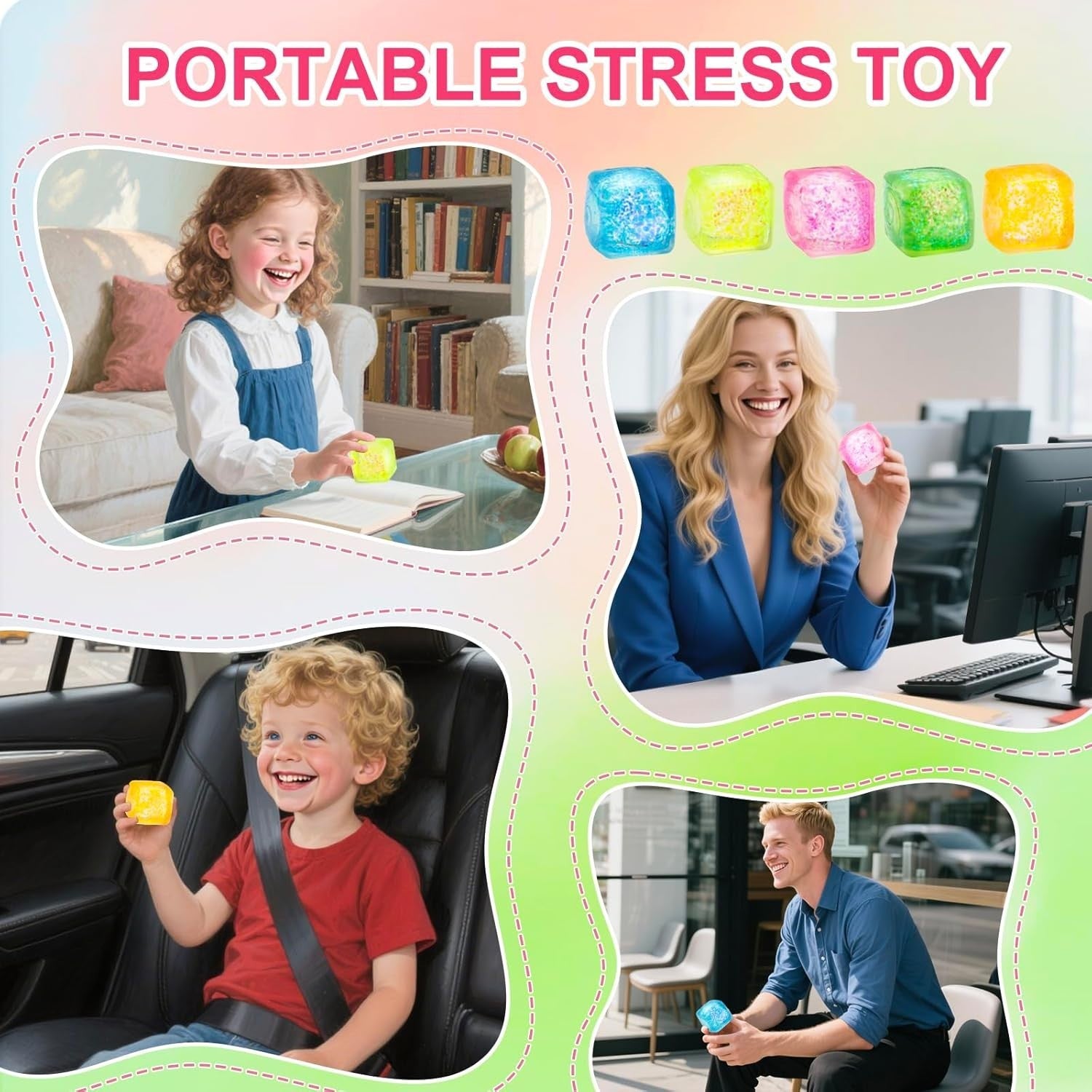 10PCS Stress Cube Squishy Fidget Toys Anxiety Relief Sensory