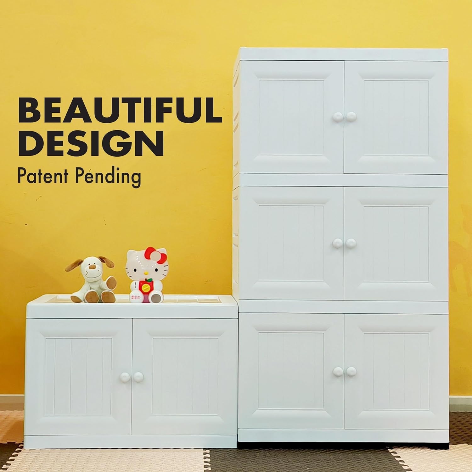3 Tier White Plastic Storage Cabinet Cupboard Shelving Unit for Home