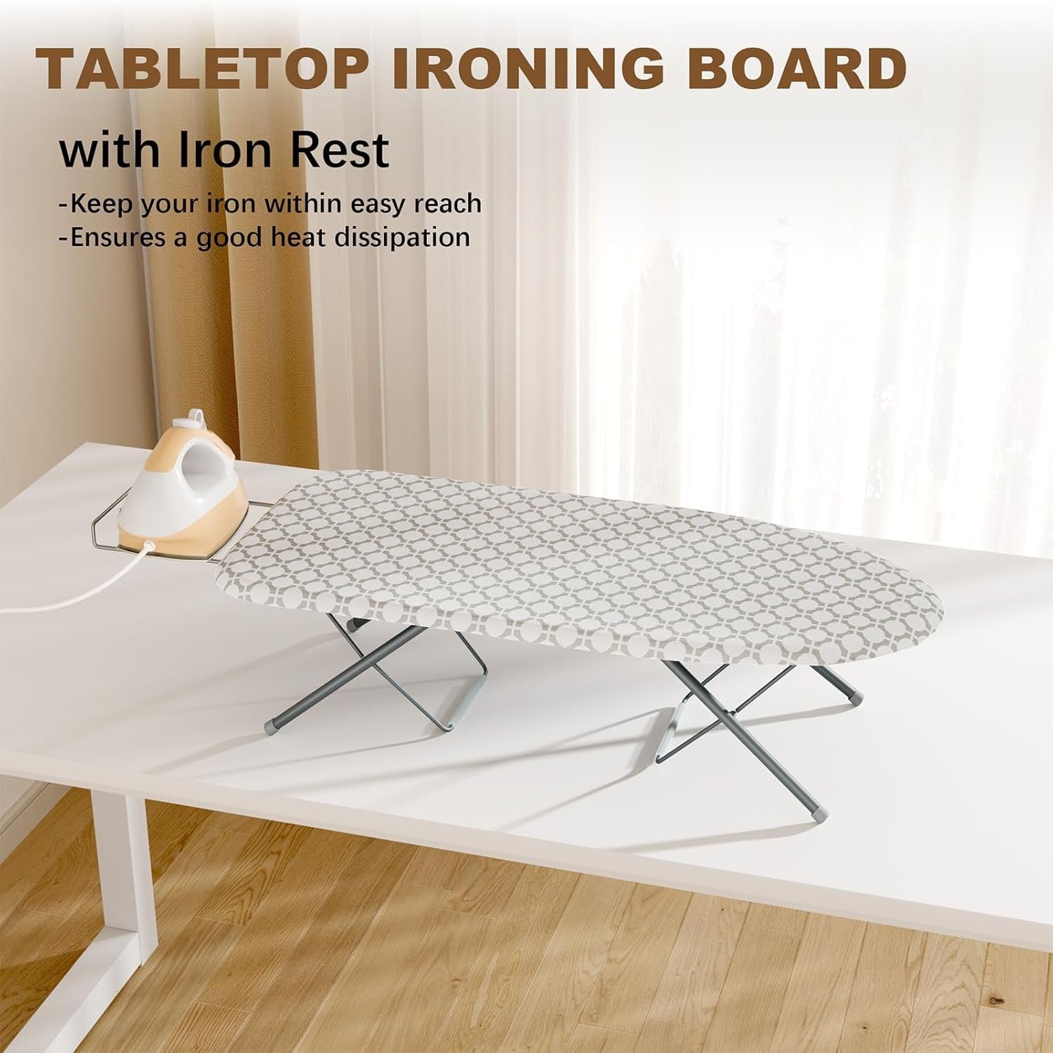 Foldable Tabletop Ironing Board Non-Slip Compact Travel Space Saving 77x32cm