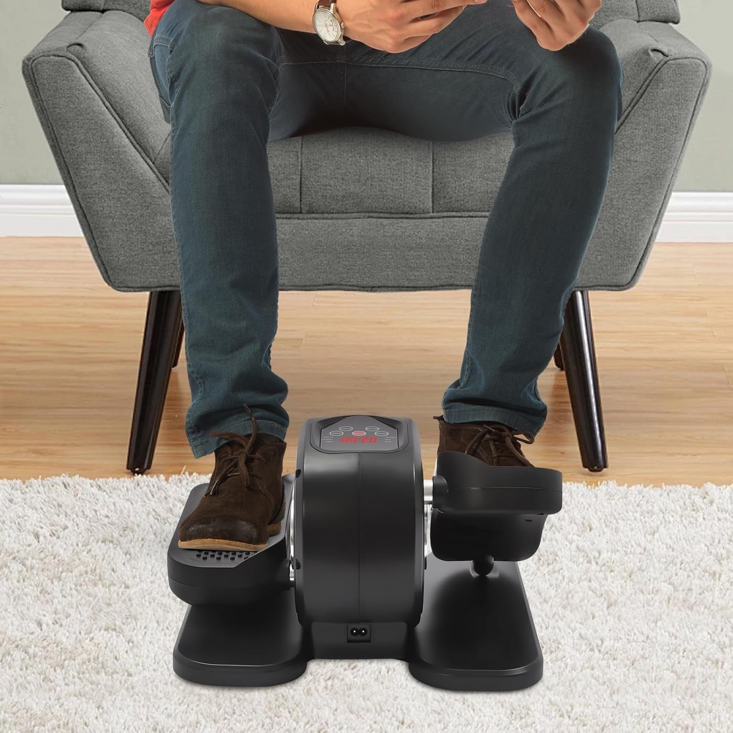 Under Desk Elliptical Trainer Quiet Electric Pedal Exerciser Remote LED