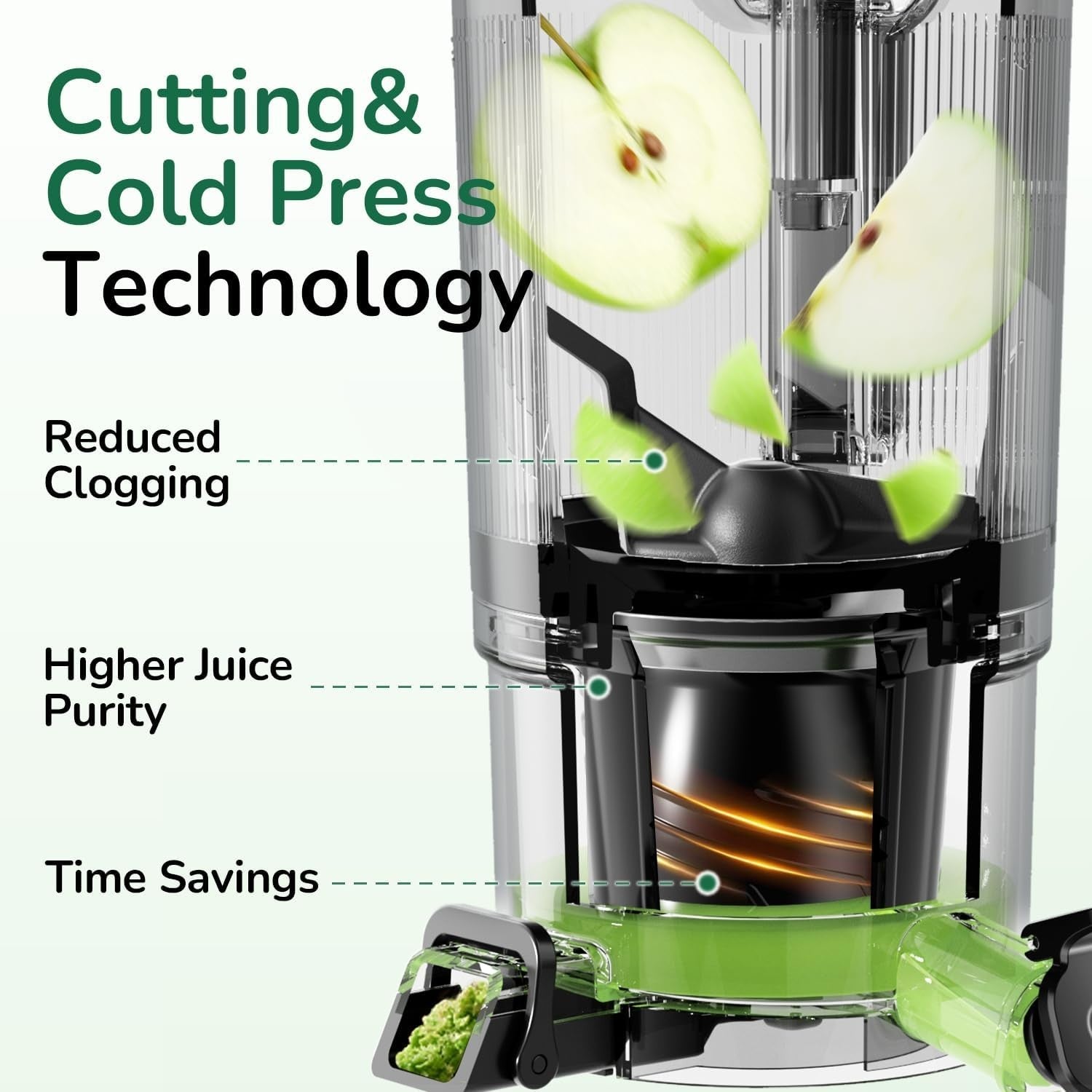 Cold Press Juicer 350W 5.8in Wide Feed Chute Whole Fruit High Yield