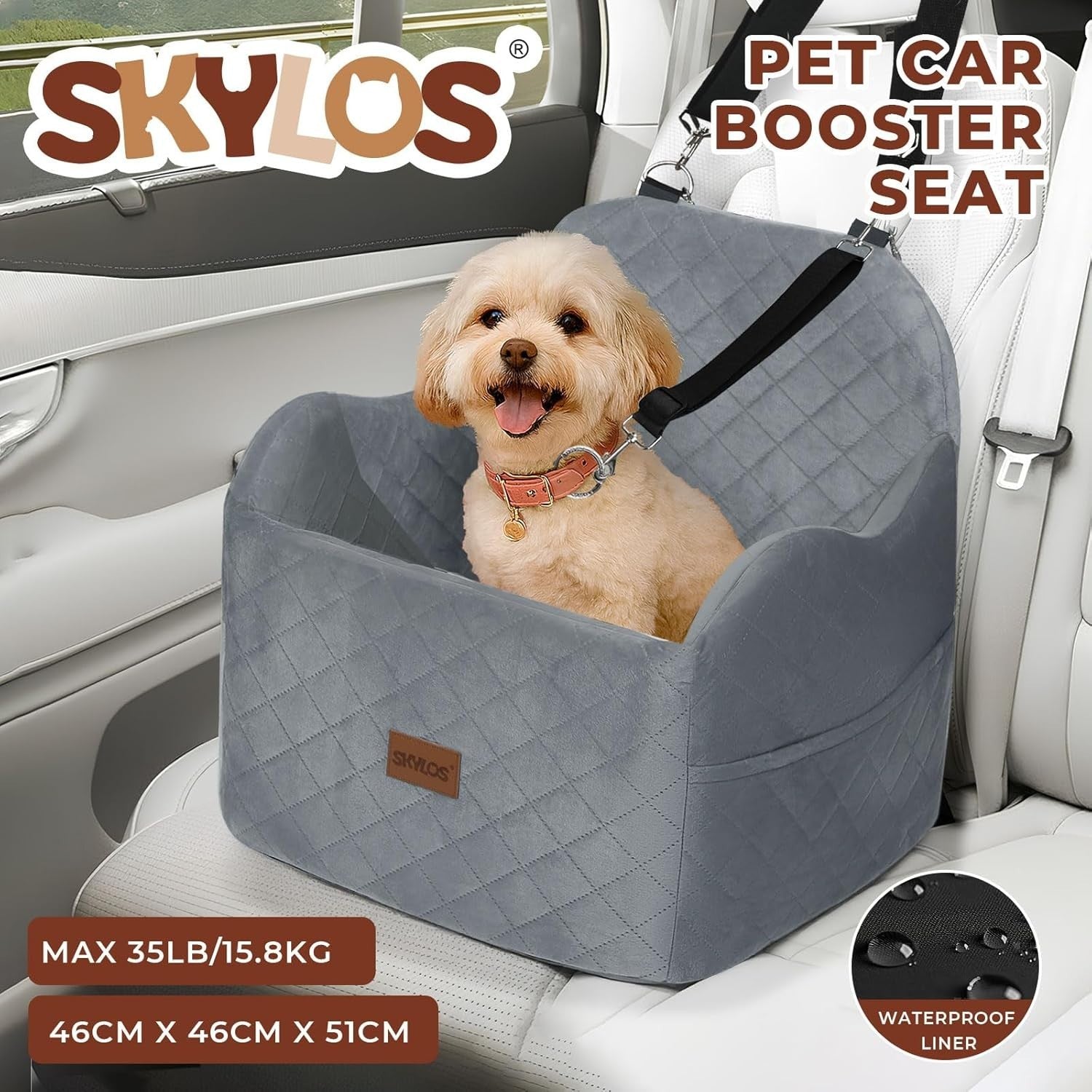Elevated Pet Booster Seat for Dogs Washable Travel Bed Anti Slip 16KG
