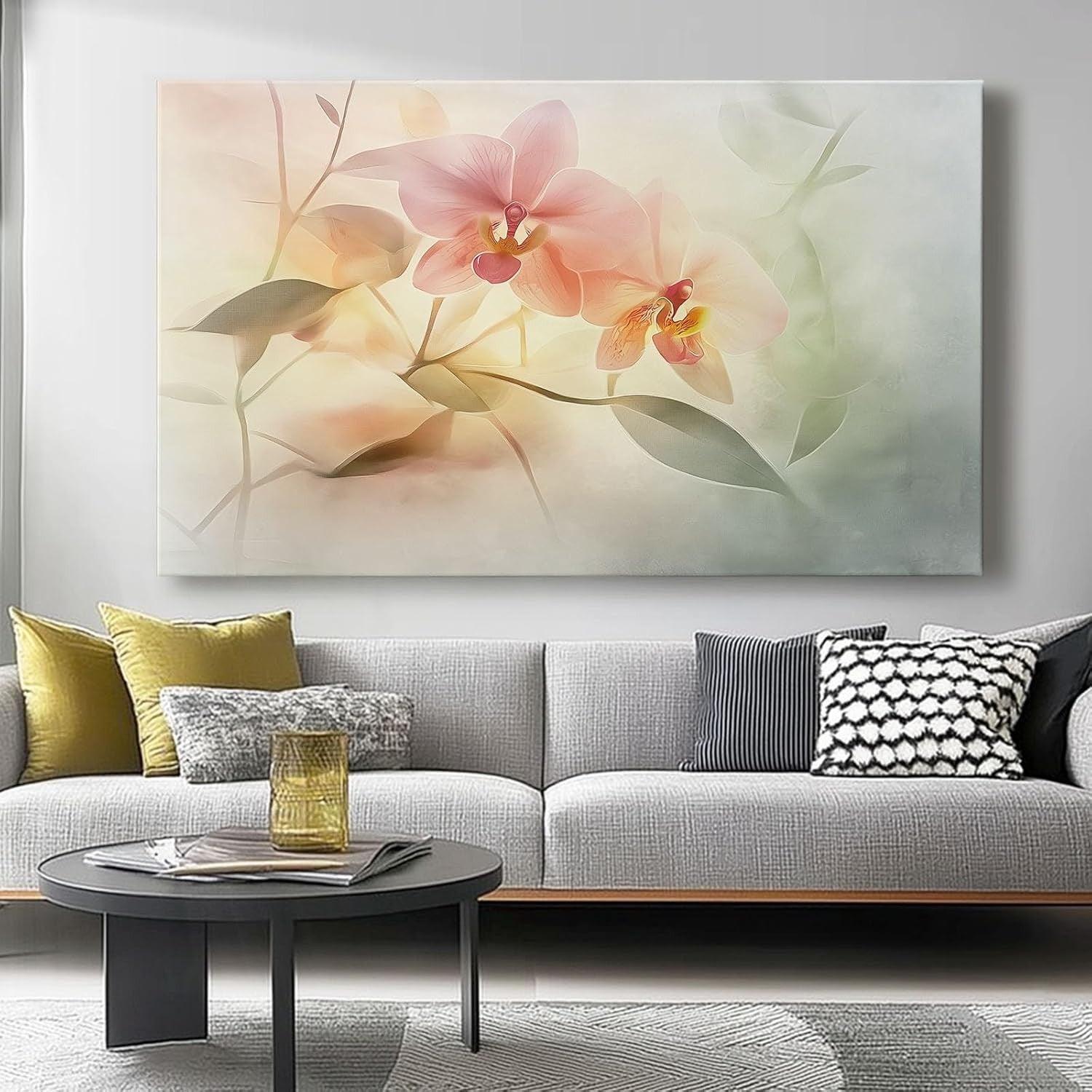 Orchid Canvas Wall Art 30x20cm Watercolour Floral Print Decor