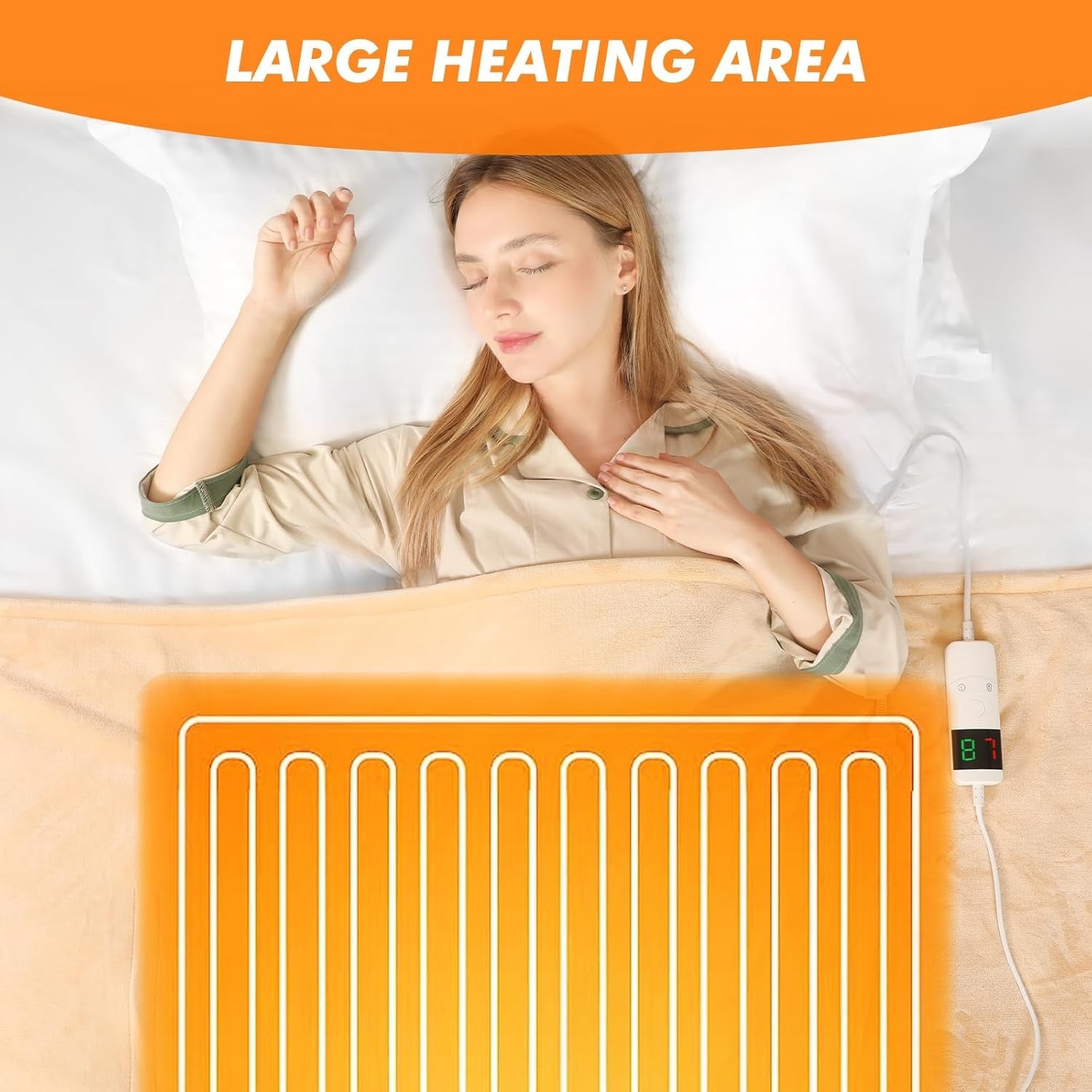 Electric Heated Throw Blanket 180x200cm Sherpa Fleece 10 Heat Auto Off