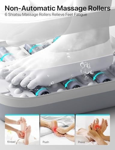 Foot Spa Massager with Heat, Bubbles & Shiatsu Rollers Pedicure Tub