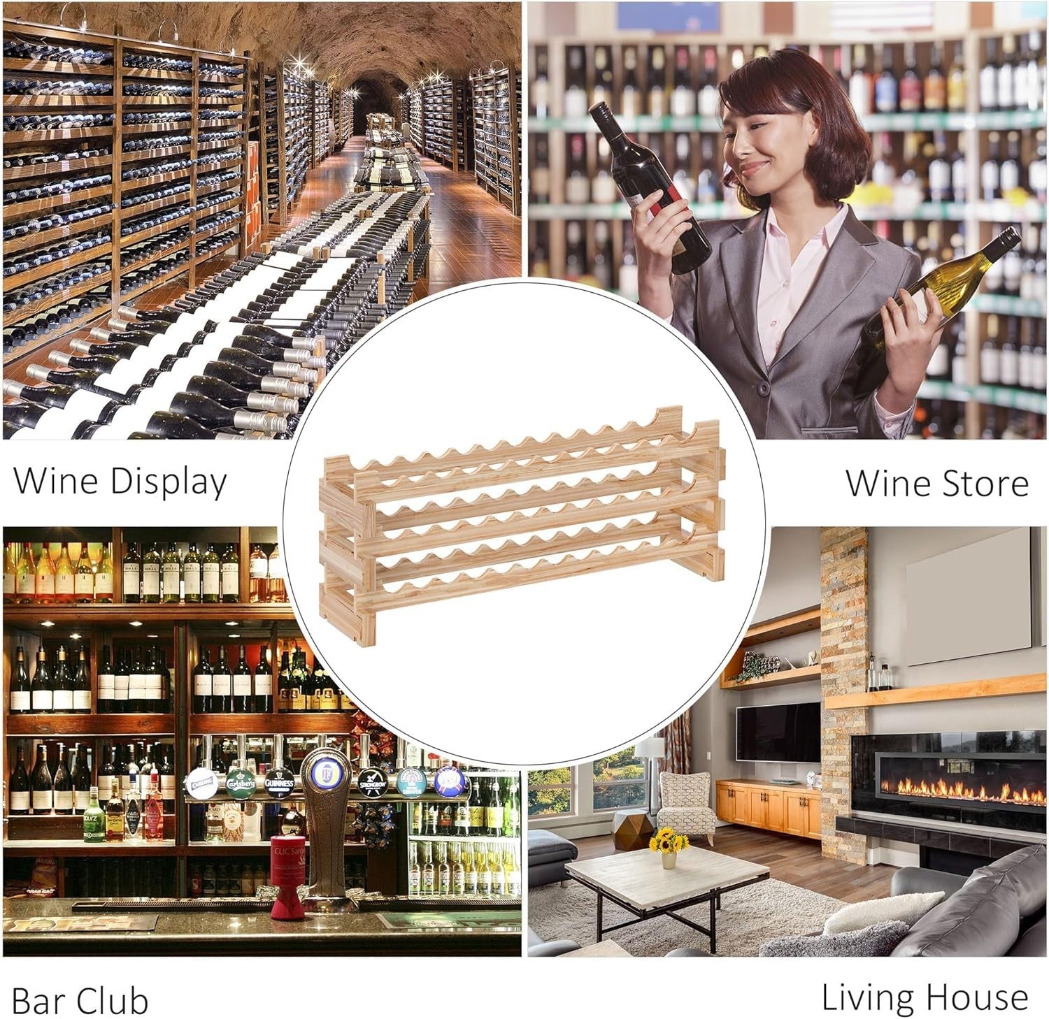 Wooden Wine Rack 3 Tier Shelf for 36 Bottles – Rustic Freestanding Storage Unit