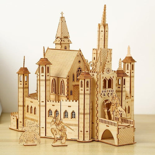 3D Wooden Castle Puzzle Kit – DIY Architecture Model, 234 PCS for Adults