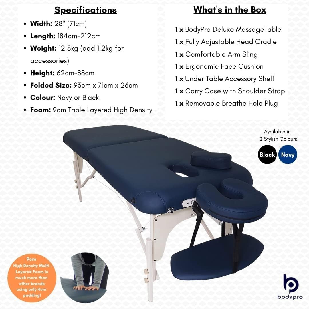 Lightweight Foldaway Massage Bed Portable Therapy Table Height Adjustable