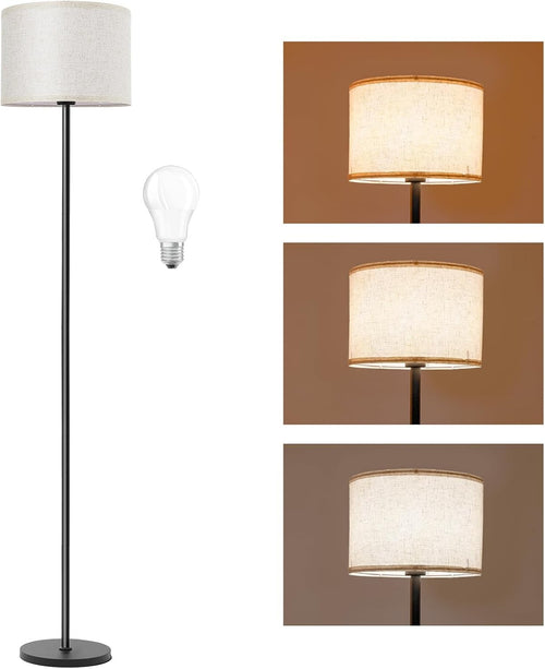 Modern Floor Lamp Linen Shade E27 Reading Light Tall Standing Lamp