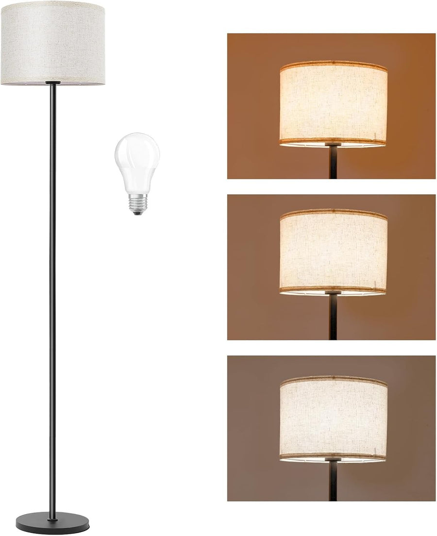 Modern Floor Lamp Linen Shade E27 Reading Light Tall Standing Lamp