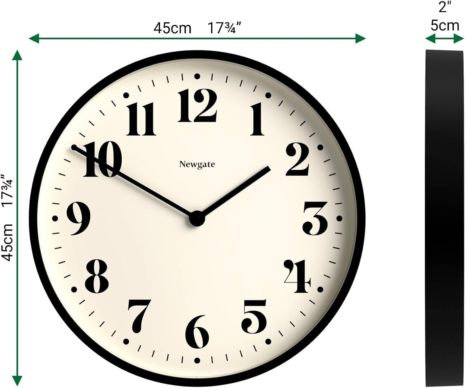 Silent Sweep Wall Clock 45cm | Modern Round Kitchen Living Room Office Timer