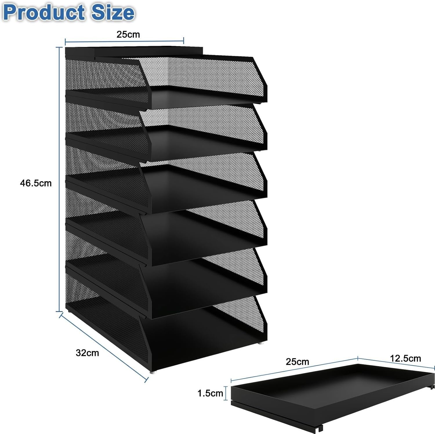 6-Tier Desktop Letter Tray Organizer | Stackable A4 Paper File Holder