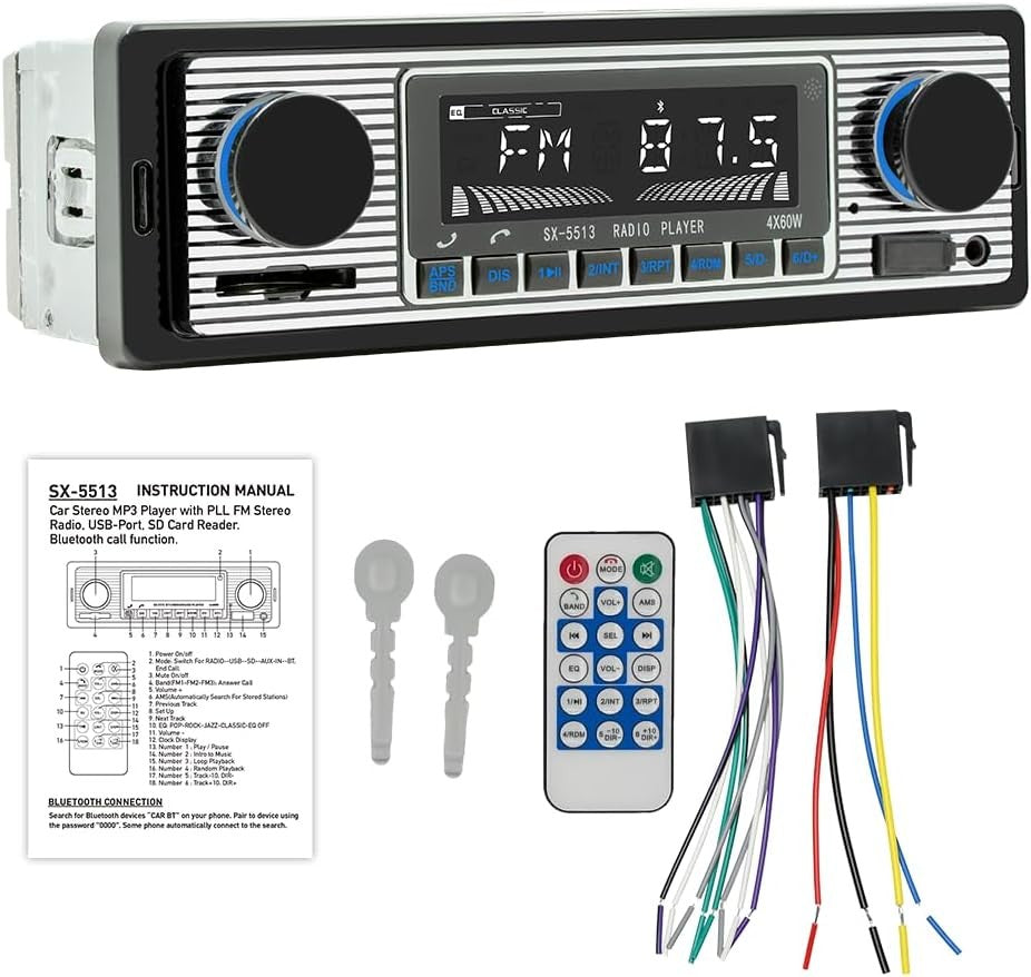 7" Single Din Car Stereo Bluetooth FM USB AUX