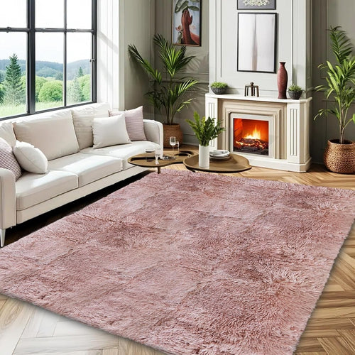 Extra Large Pink Shaggy Rug 200x290cm Soft Thick Non Slip Carpet Bedroom