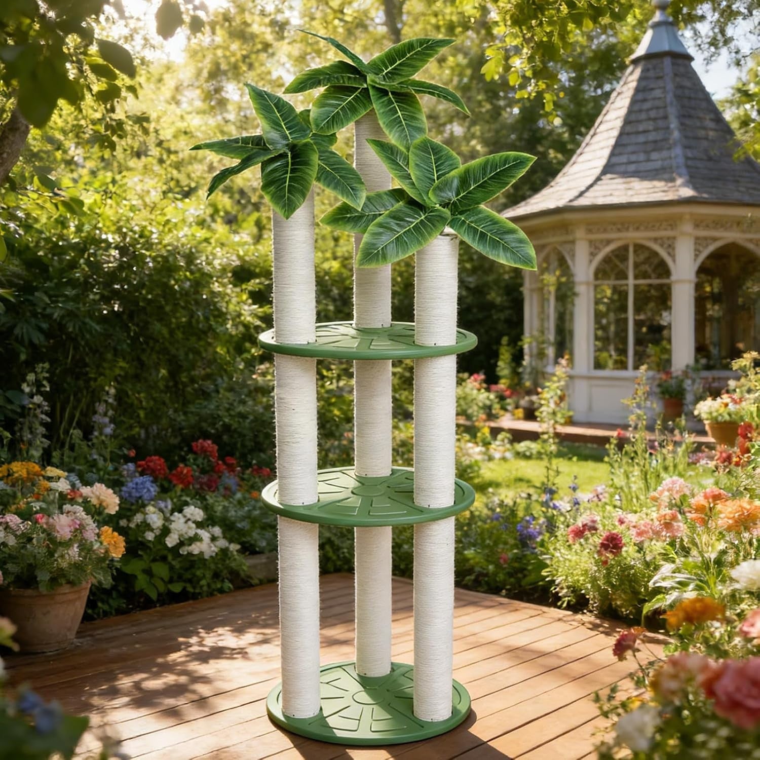 68 Inch Outdoor Cat Tree Tower Waterproof Cylindrical Scratching Post Patio