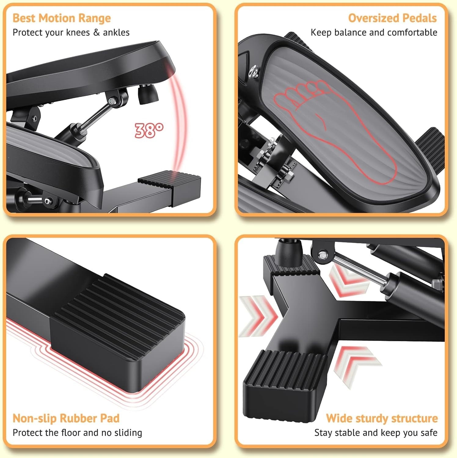 Mini Twist Stepper w/ Handlebar, LCD Monitor, Bands & 330lb Capacity