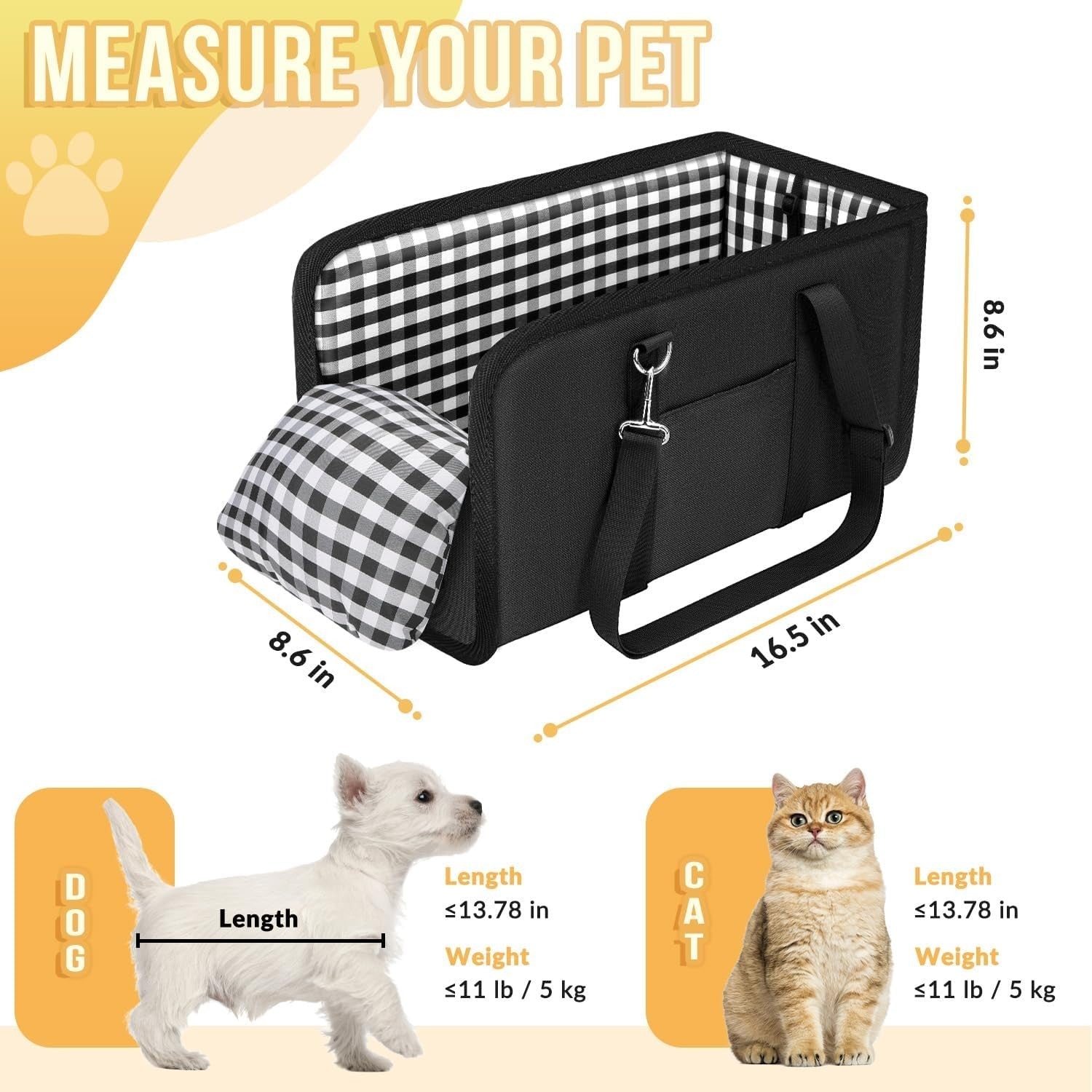Console Dog Car Seat Booster Carrier Safety Belt Travel Bed Small Puppy