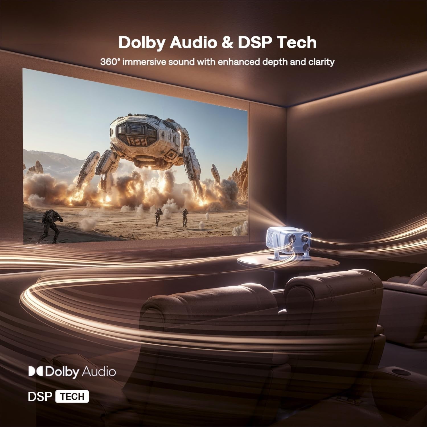 1080P Smart Projector Google TV 500 ANSI Dolby 20W WiFi Bluetooth