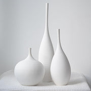 White Ceramic Vase Set of 3 Modern Minimalist Pampas Decor Centerpieces
