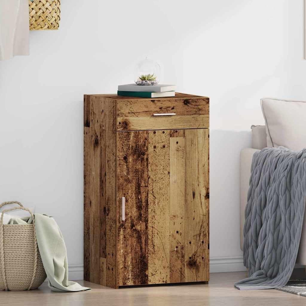 Rustic Old Wood Sideboard Cabinet with Drawer & Shelves – Durable Storage