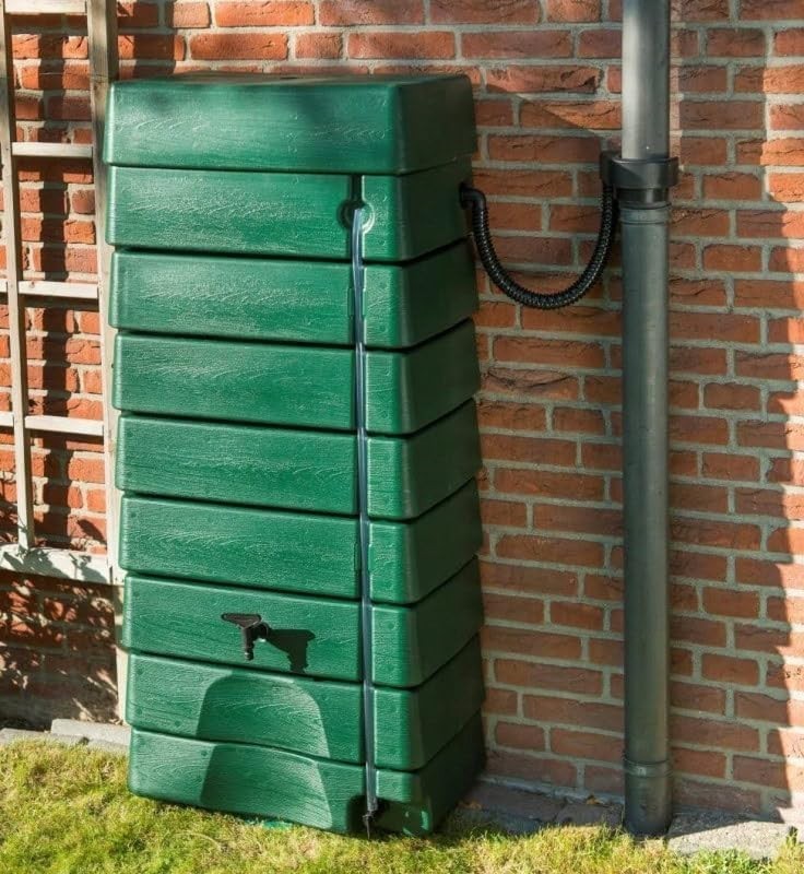 276L Green Wall Tank with Downpipe Connector, Complete Installation Kit