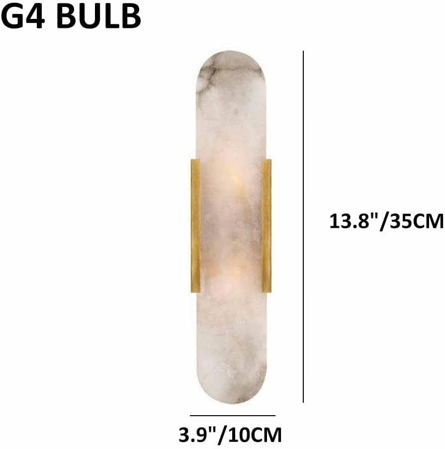 Modern Marble Wall Sconces Set of 2 - Gold LED Bathroom Vanity Lights