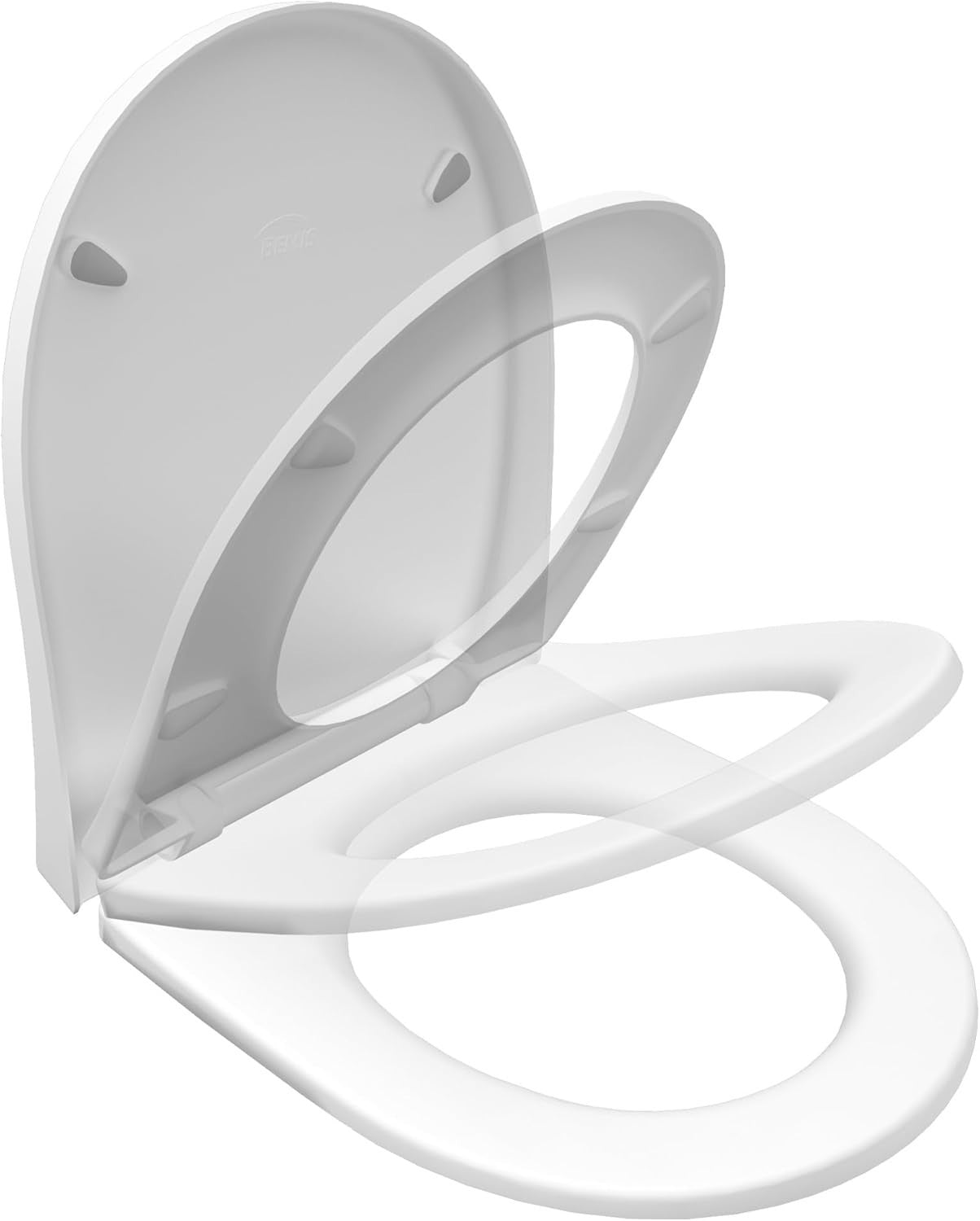 D-Shape Soft Close Toilet Seat Antibacterial Quick Release White
