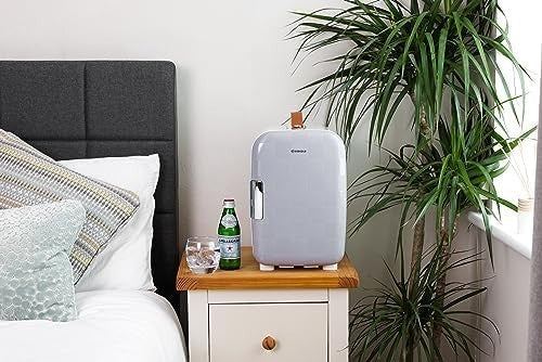 Mini Fridge 10L Portable Cooler AC/DC Compact Quiet Chequer Grey