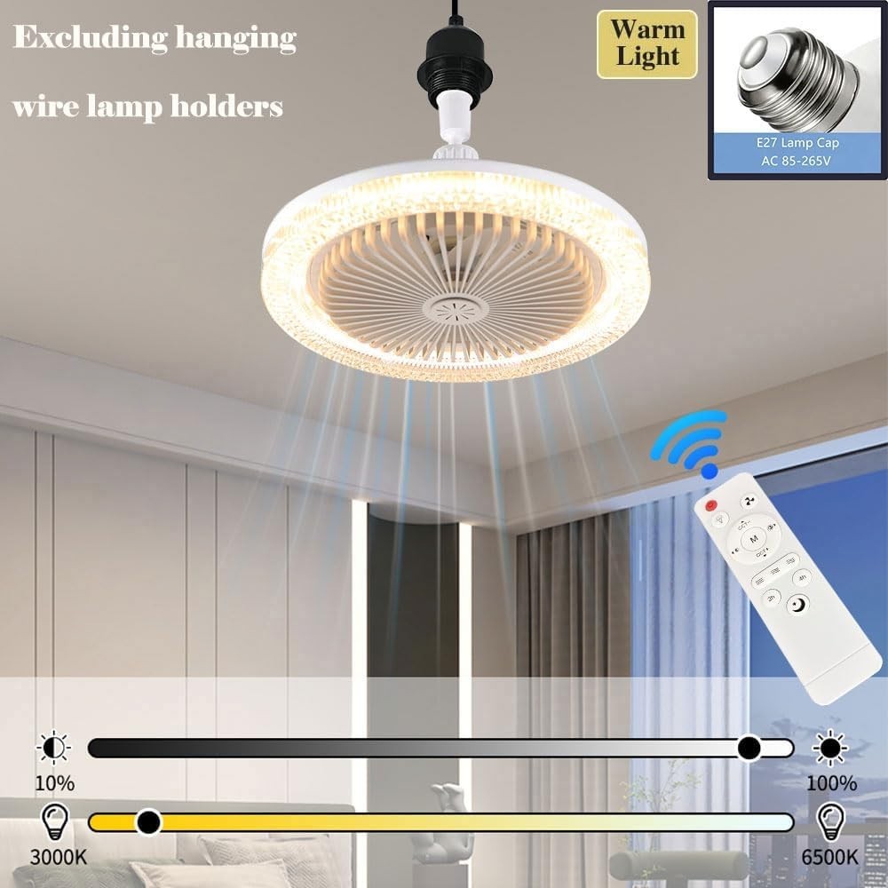 2-in-1 LED Ceiling Fan, 3 Speeds, 3 Color Temps, Dimmable, Remote, White