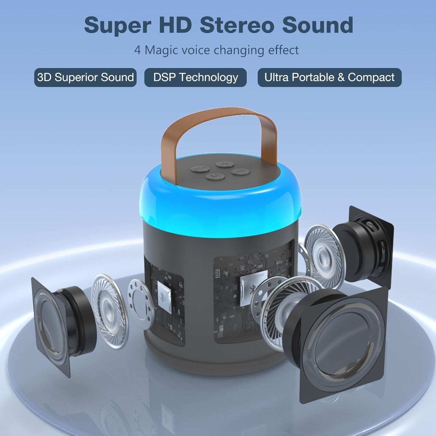 Kids Karaoke Machine 2 Wireless Mics Bluetooth LED Party Speaker