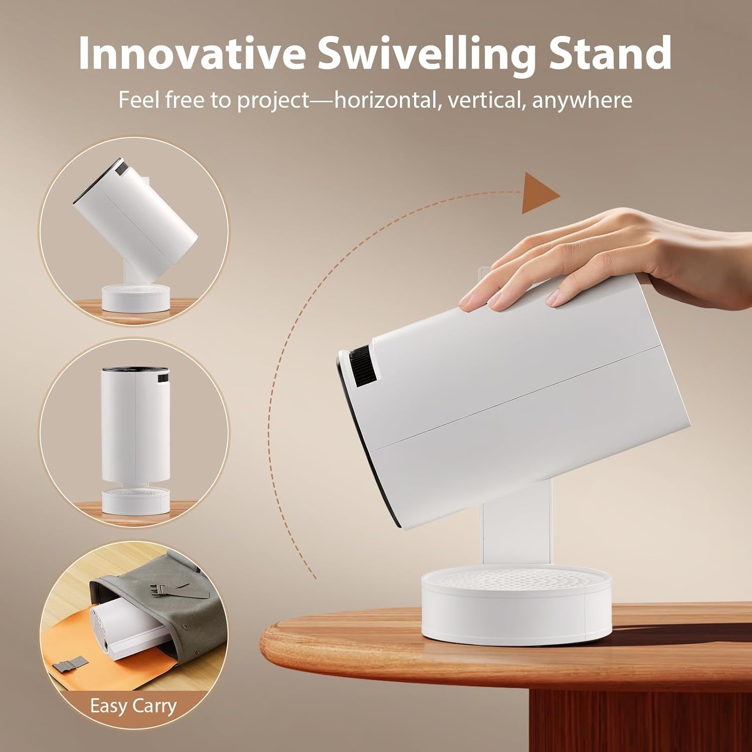 4K Smart Mini Projector 1080P Android 13 WiFi 6 360° Portable