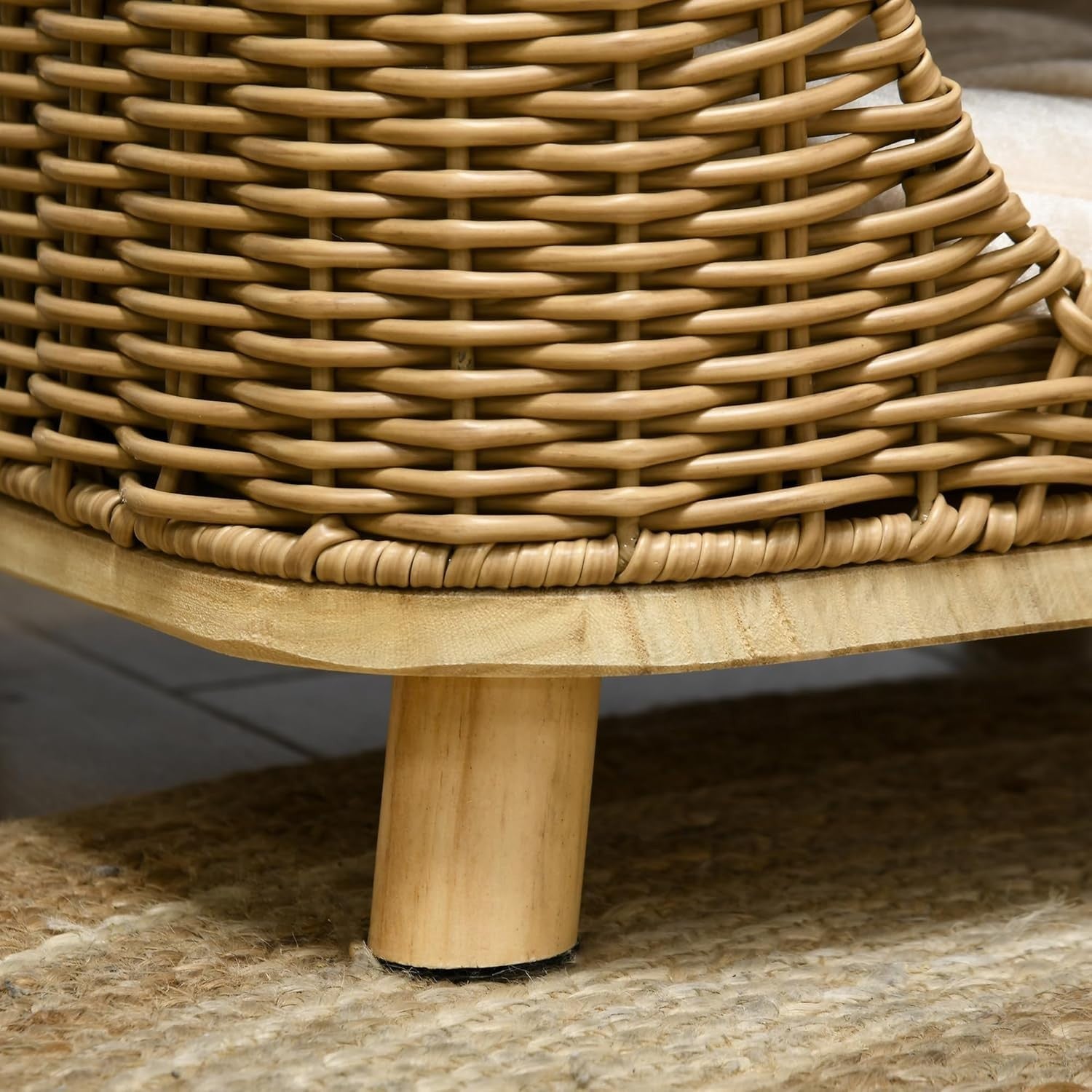 Elevated Wicker Cat House Washable Cushion Indoor Cat Cave Bed
