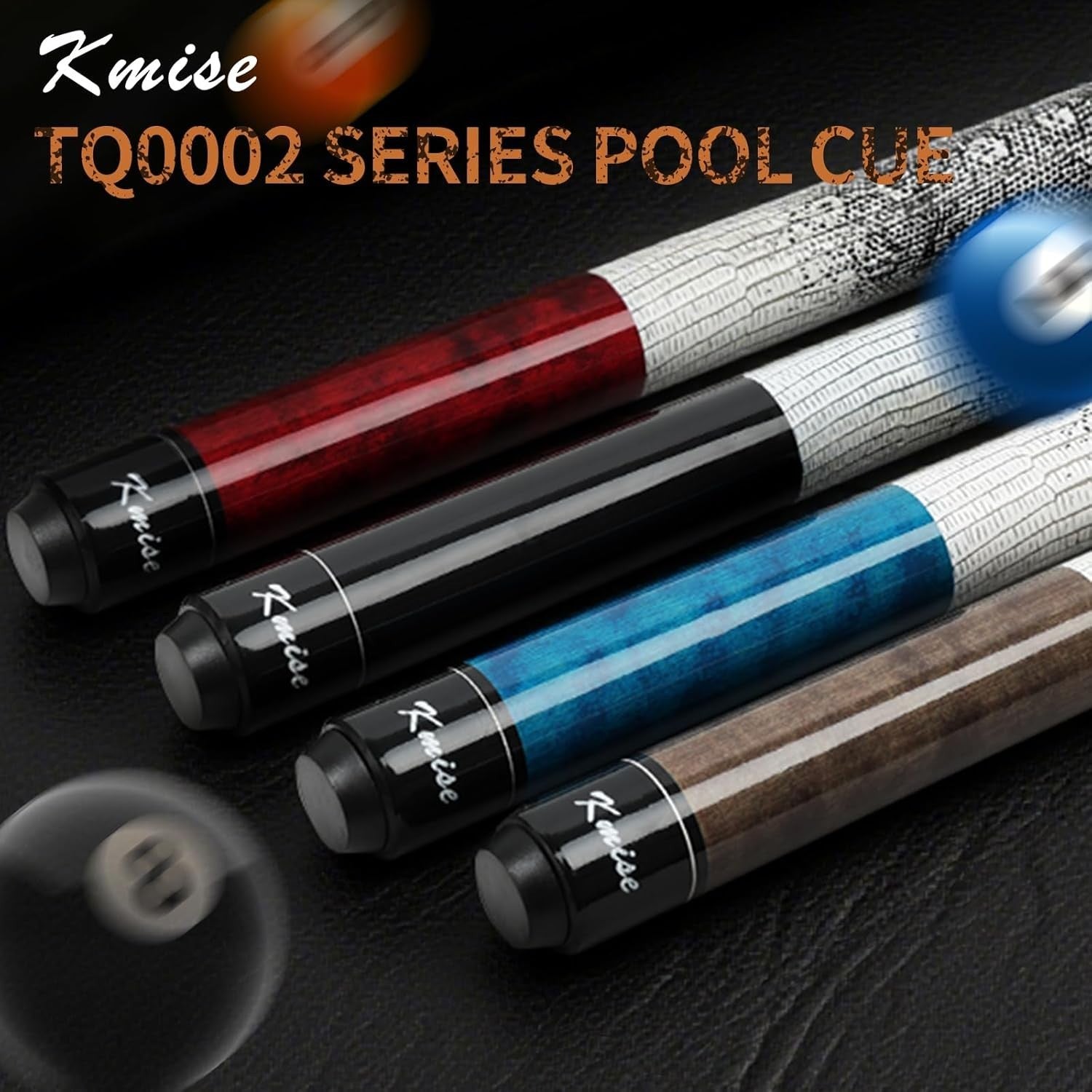 58in Low Deflection Pool Cue Maple Shaft 13mm Tip 3D Grip 18oz