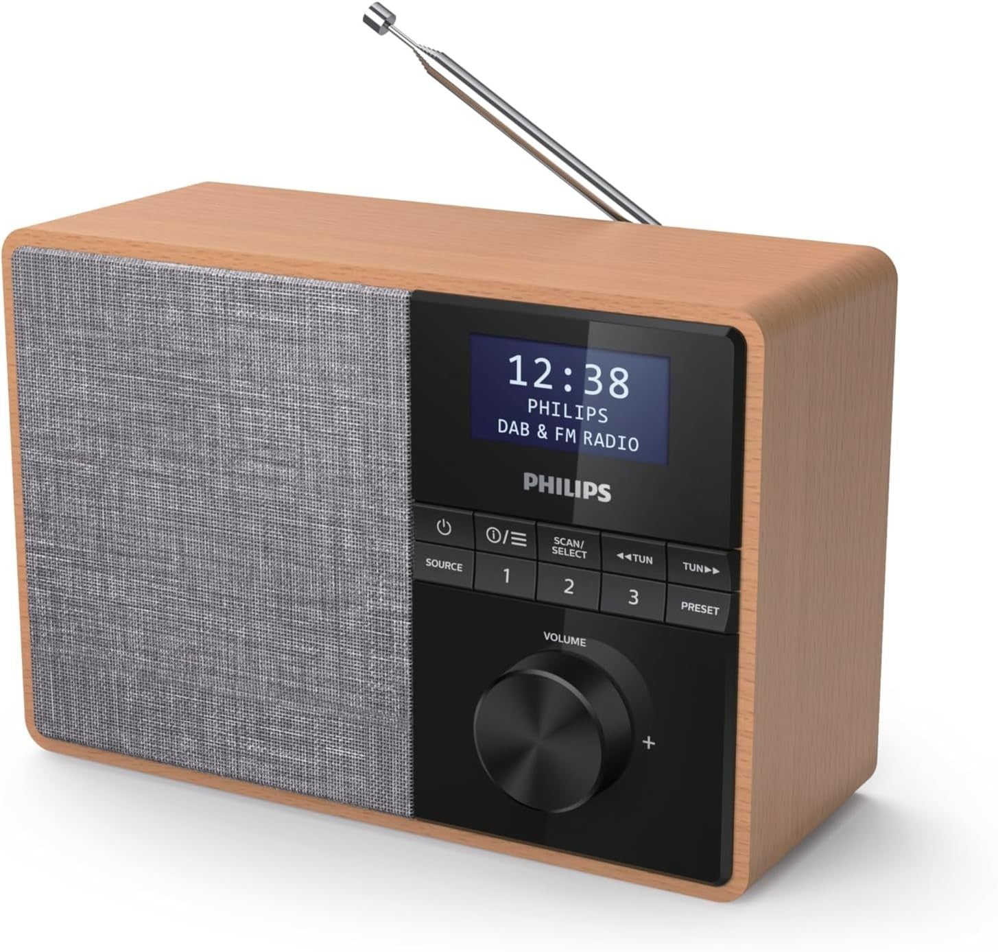 DAB+/FM Bluetooth Kitchen Radio Wooden Housing Portable Timer