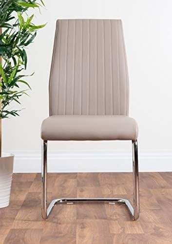 Modern Grey/White Glass Dining Table + 6 Cappuccino Chairs 160x90x76cm