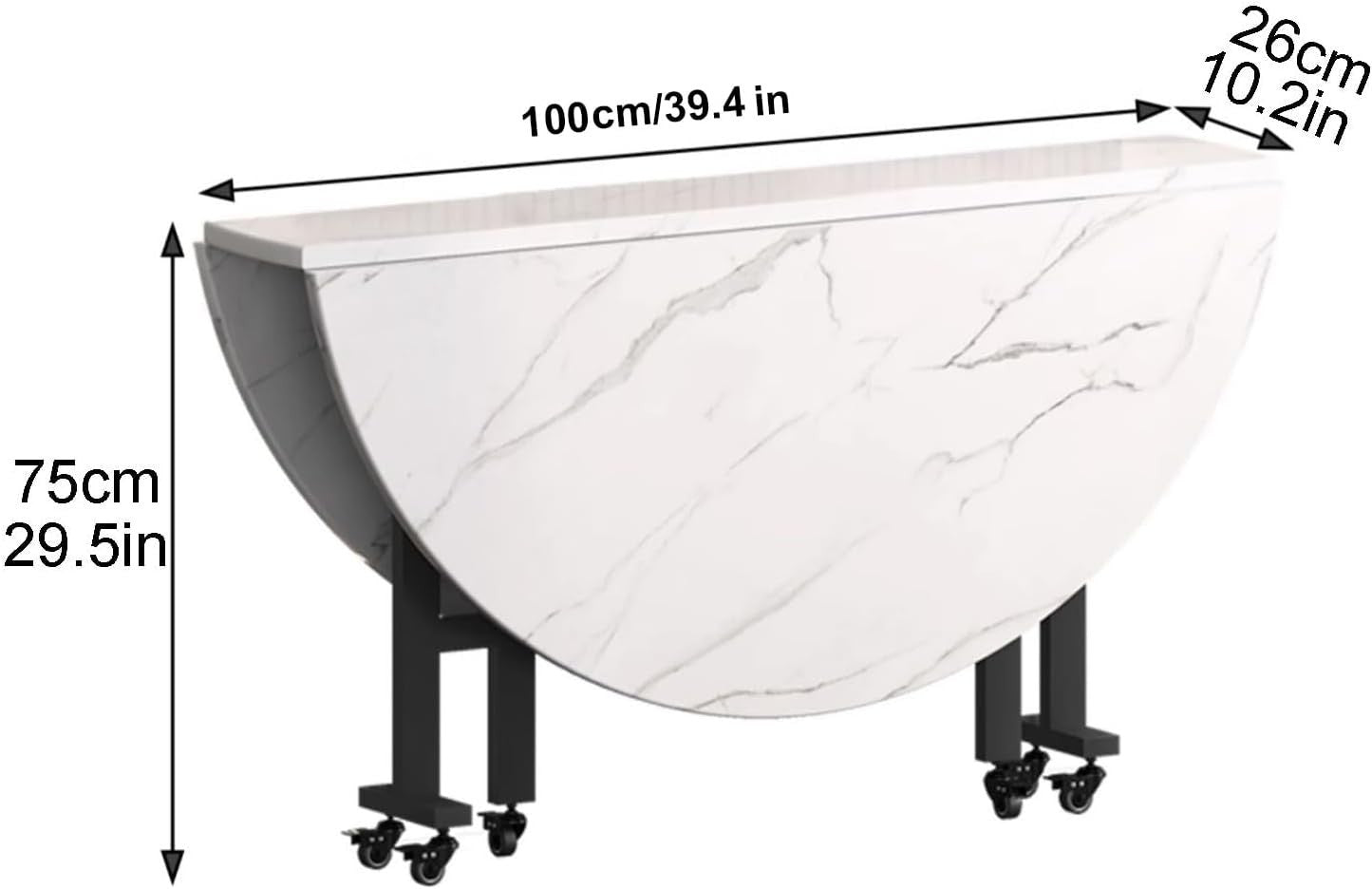 Foldable Drop Leaf Kitchen Table with 6 Wheels for Compact Spaces