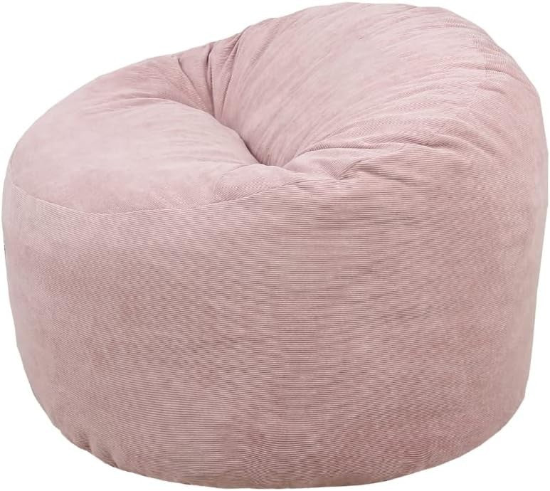 Pink Corduroy Bean Bag Chair 100cm – Foam Lounge Seat for Adults & Teens