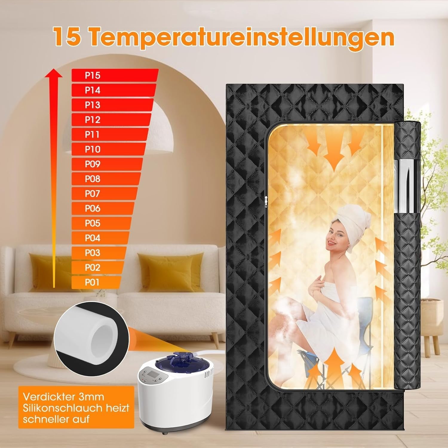 Portable Steam Sauna Tent – 3L 1200W Home Spa w/ Remote & Chair, Full Body