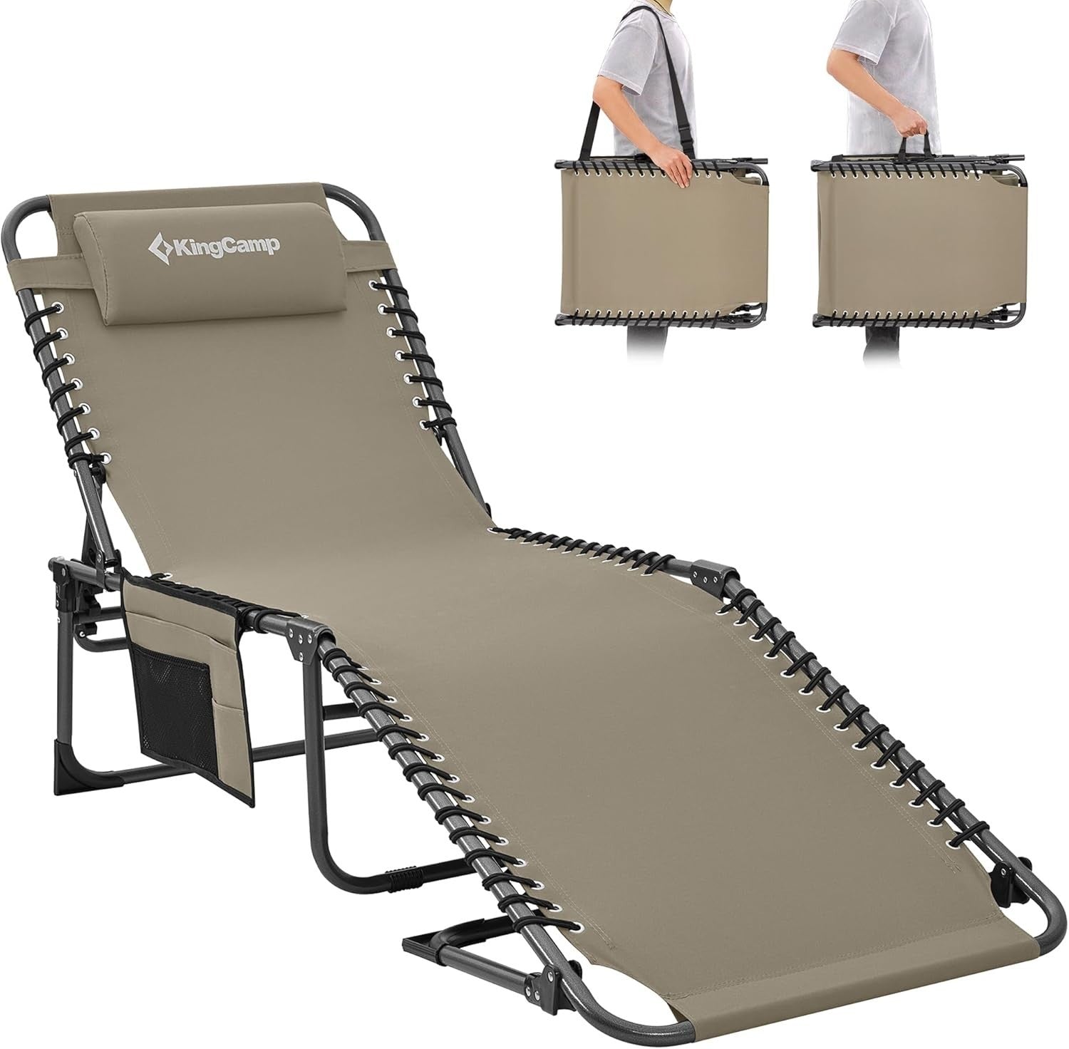 Adjustable Reclining Sun Lounger Folding Outdoor Bed 5 Position 150kg Max