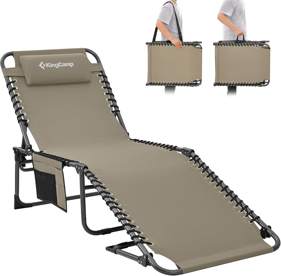 Adjustable Reclining Sun Lounger Folding Outdoor Bed 5 Position 150kg Max