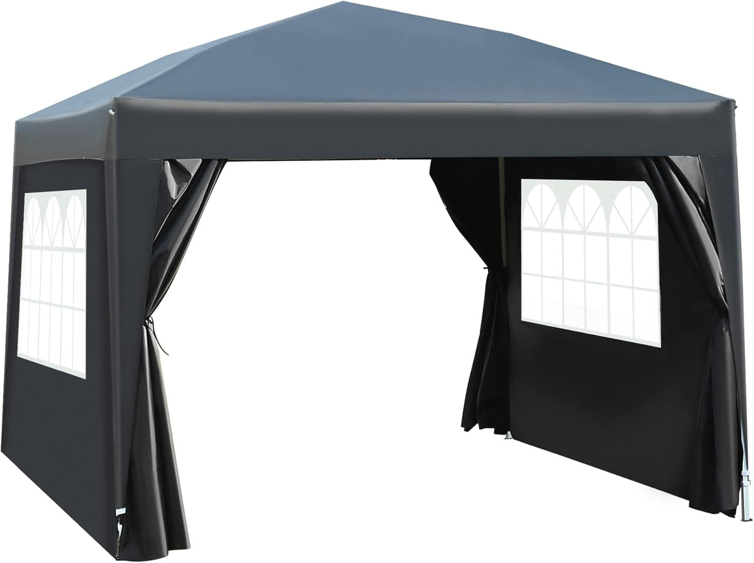 3x3m Pop Up Gazebo Garden Party Tent Waterproof w/ Sidewalls Black