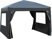 3x3m Pop Up Gazebo Garden Party Tent Waterproof w/ Sidewalls Black